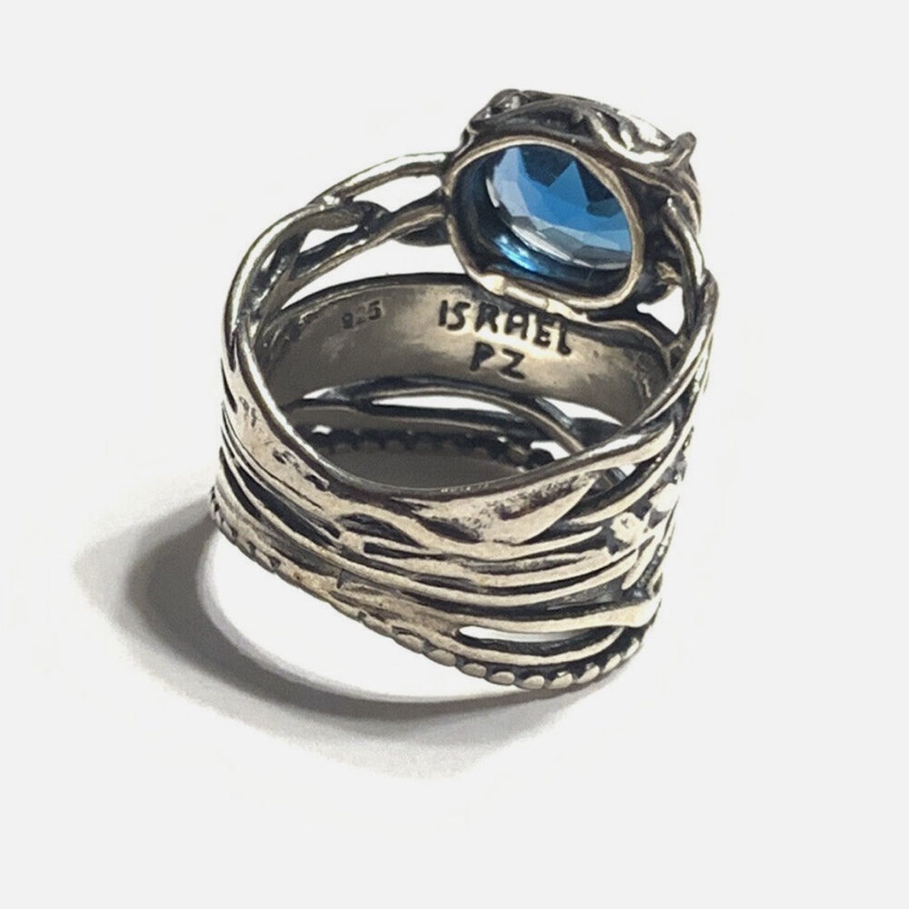 Or Paz Sterling Silver Blue Topaz Ring (size 6) - Picture 4 of 7